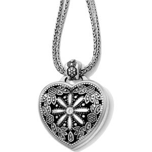 Brighton Silver Floral Heart Locket Necklace